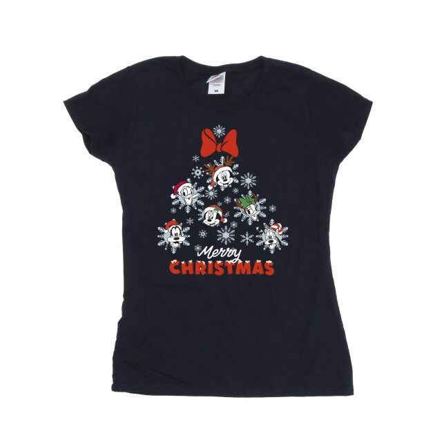 Li-cense Disney dames mickey mouse and friends kerstboom katoenen t-shirt UTBI33892_navyblue large