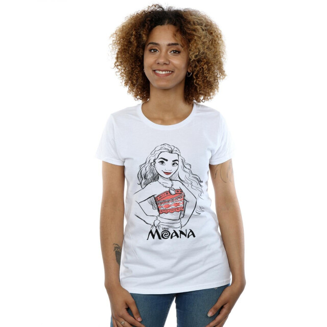 Li-cense Disney dames moana schets katoenen t-shirt UTBI34044_white large