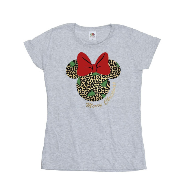 Li-cense Disney dames minnie mouse luipaard kerst katoenen t-shirt UTBI33893_sportsgrey large