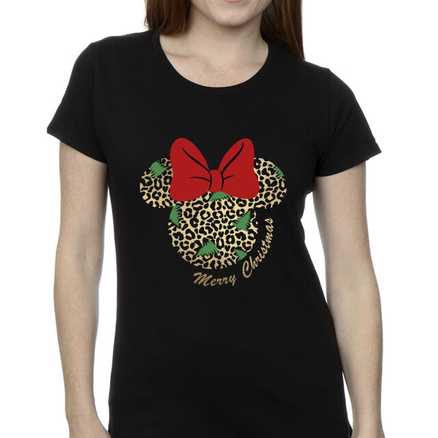 Li-cense Disney dames minnie mouse luipaard kerst katoenen t-shirt UTBI33893_black large