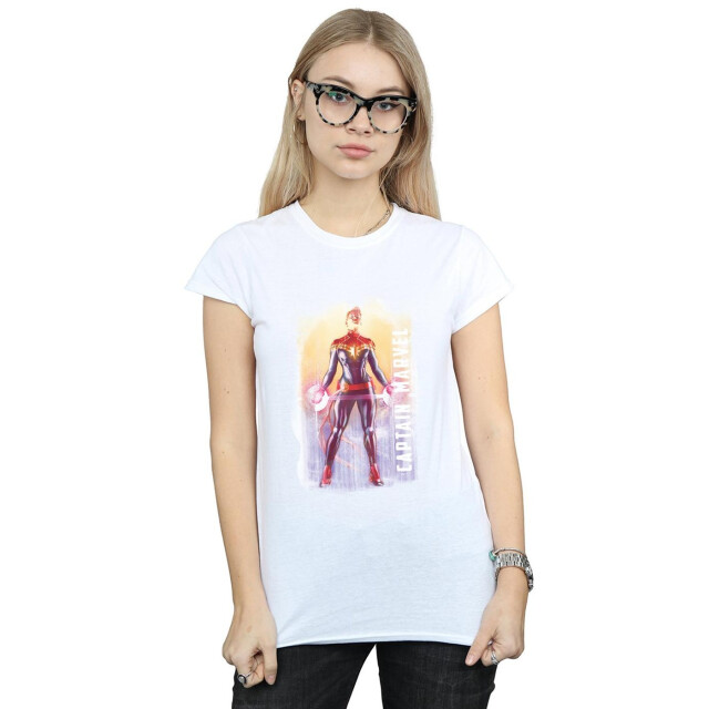 Li-cense Marvel dames captain watercolour katoenen t-shirt UTBI34249_white large