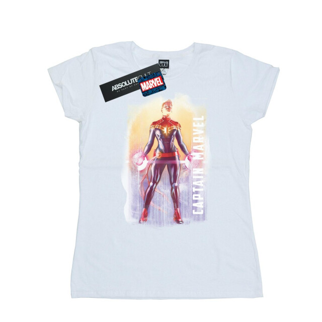 Li-cense Marvel dames captain watercolour katoenen t-shirt UTBI34249_white large