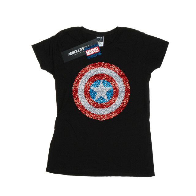 Li-cense Marvel dames captain america pixelated shield katoenen t-shirt UTBI34456_black large