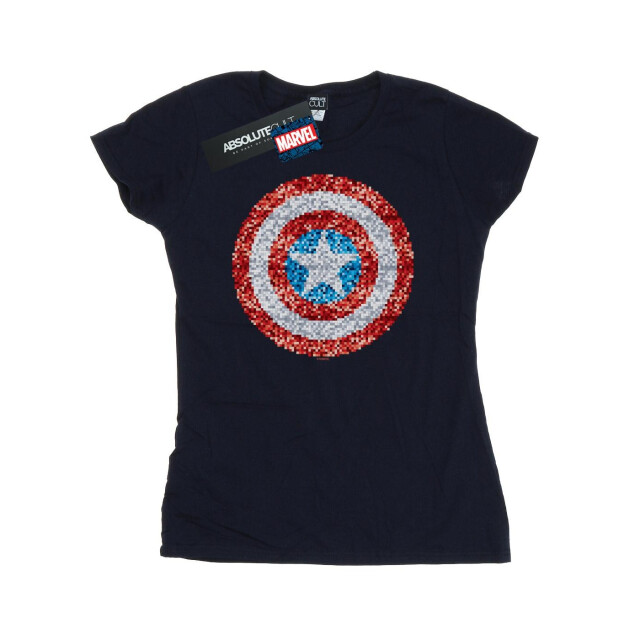 Li-cense Marvel dames captain america pixelated shield katoenen t-shirt UTBI34456_navyblue large