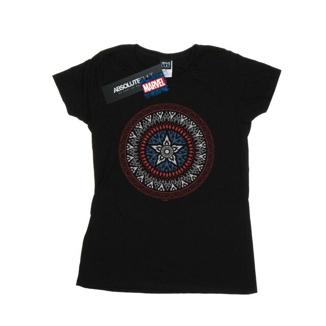 Li-cense Marvel dames captain america ornamental shield katoenen t-shirt UTBI34451_black large