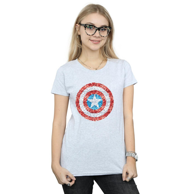 Li-cense Marvel dames captain america pixelated shield katoenen t-shirt UTBI34456_sportsgrey large