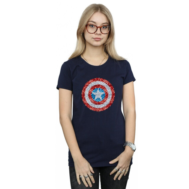 Li-cense Marvel dames captain america pixelated shield katoenen t-shirt UTBI34456_navyblue large