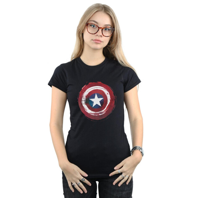 Li-cense Marvel dames captain america splatter shield katoenen t-shirt UTBI34477_black large