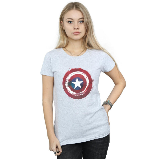 Li-cense Marvel dames captain america splatter shield katoenen t-shirt UTBI34477_sportsgrey large