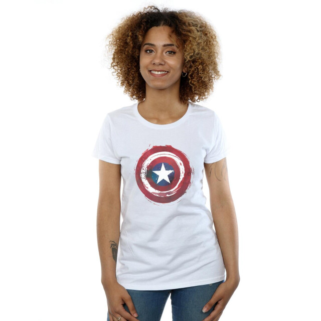 Li-cense Marvel dames captain america splatter shield katoenen t-shirt UTBI34477_white large