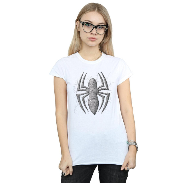 Li-cense Marvel dames spider-man web logo katoenen t-shirt UTBI34610_white large