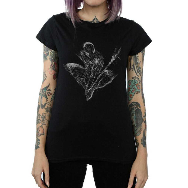 Li-cense Marvel dames spider-man web crouch katoenen t-shirt UTBI34631_black large