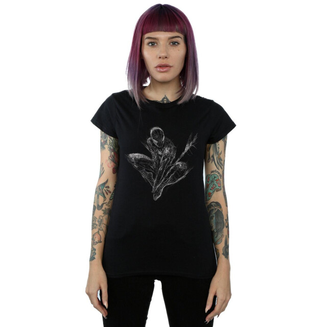 Li-cense Marvel dames spider-man web crouch katoenen t-shirt UTBI34631_black large