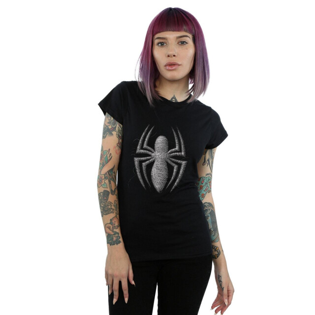 Li-cense Marvel dames spider-man web logo katoenen t-shirt UTBI34610_black large