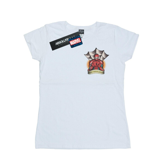 Li-cense Marvel dames spider-man tattoo borstprint katoenen t-shirt UTBI34796_white large