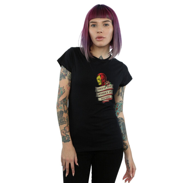 Li-cense Marvel dames iron man tattoo journey breast print katoenen t-shirt UTBI34738_black large