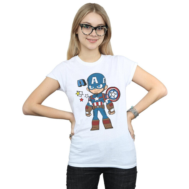 Li-cense Marvel dames captain america schets katoenen t-shirt UTBI34875_white large