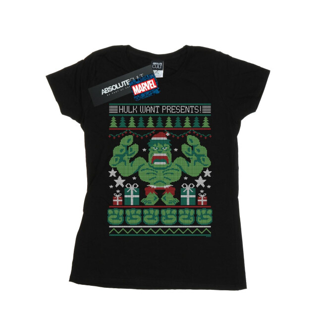 Li-cense Marvel dames hulk want presents fair isle katoenen t-shirt UTBI35105_black large