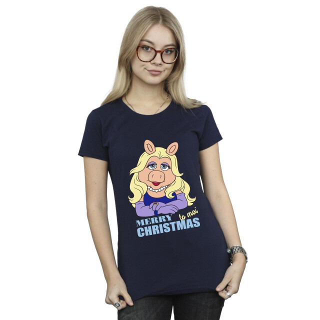Li-cense Disney dames muppets miss piggy koningin van de feestdagen katoenen t-shirt UTBI35189_navyblue large