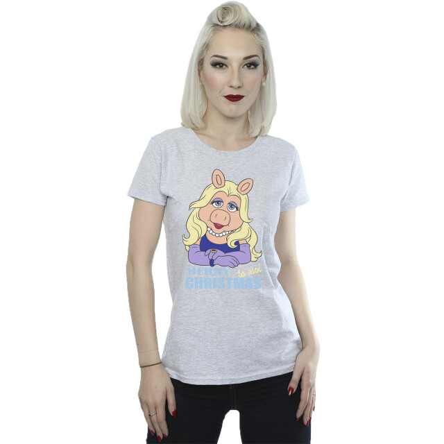 Li-cense Disney dames muppets miss piggy koningin van de feestdagen katoenen t-shirt UTBI35189_sportsgrey large