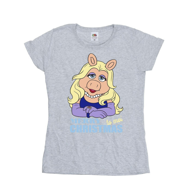 Li-cense Disney dames muppets miss piggy koningin van de feestdagen katoenen t-shirt UTBI35189_sportsgrey large