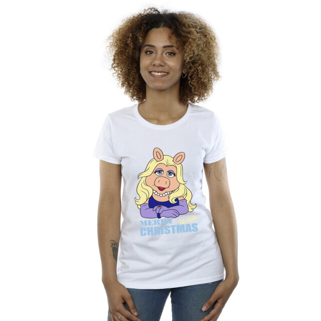 Li-cense Disney dames muppets miss piggy koningin van de feestdagen katoenen t-shirt UTBI35189_white large