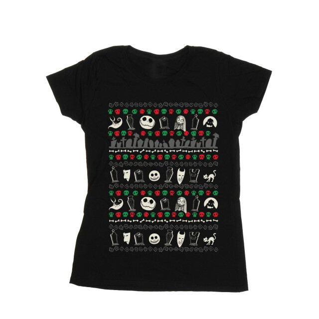 Li-cense Disney dames nightmare before christmas feestelijke pictogrammen katoenen t-shirt UTBI35506_black large