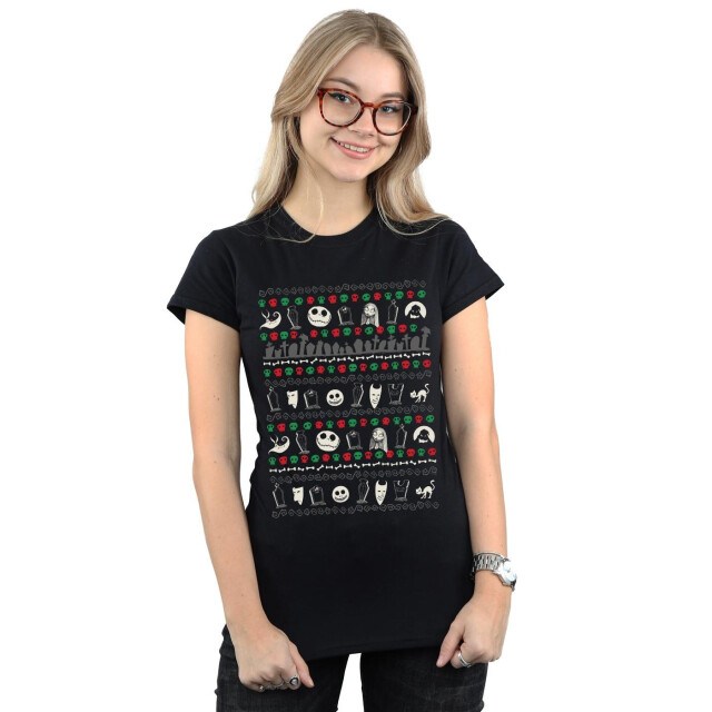 Li-cense Disney dames nightmare before christmas feestelijke pictogrammen katoenen t-shirt UTBI35506_black large