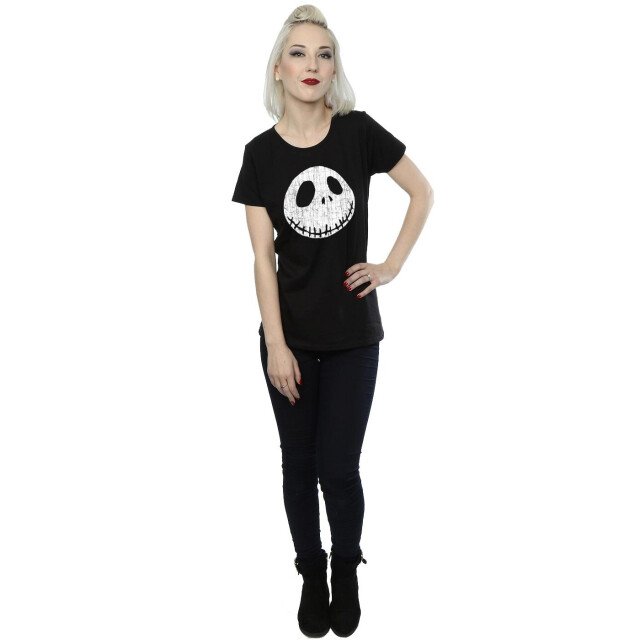 Li-cense Disney dames nightmare before christmas jack gekraakt gezicht katoenen t-shirt UTBI35507_black large