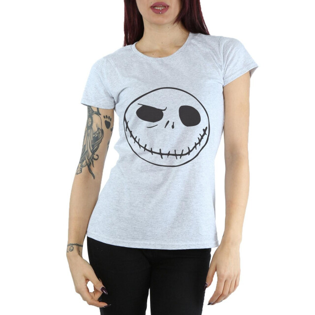 Li-cense Disney dames nightmare before christmas jack´s big face katoenen t-shirt UTBI35527_sportsgrey large