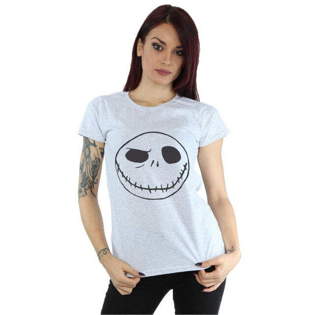 Li-cense Disney dames nightmare before christmas jack´s big face katoenen t-shirt UTBI35527_sportsgrey large