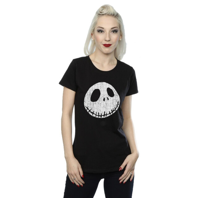 Li-cense Disney dames nightmare before christmas jack gekraakt gezicht katoenen t-shirt UTBI35507_black large