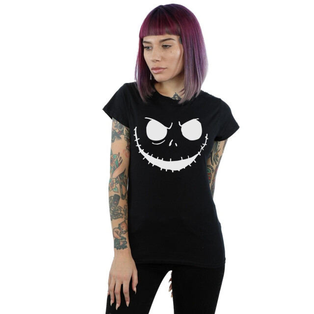 Li-cense Disney dames nightmare before christmas jack's gezicht vet katoenen t-shirt UTBI35591_black large