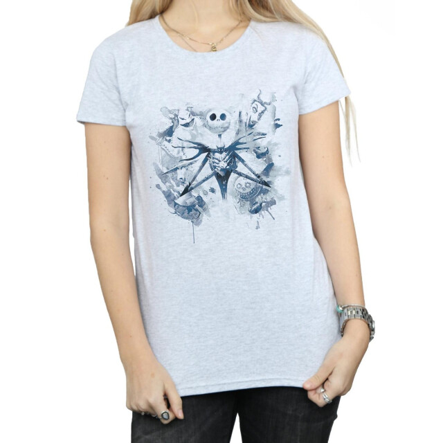 Li-cense Disney dames nightmare before christmas paint spray carers katoenen t-shirt UTBI35610_sportsgrey large