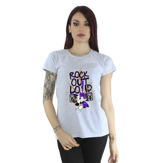 Li-cense Disney dames mickey mouse rock out loud katoenen t-shirt UTBI33809_sportsgrey large