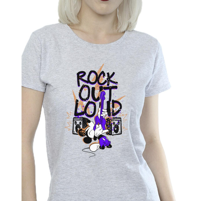 Li-cense Disney dames mickey mouse rock out loud katoenen t-shirt UTBI33809_sportsgrey large