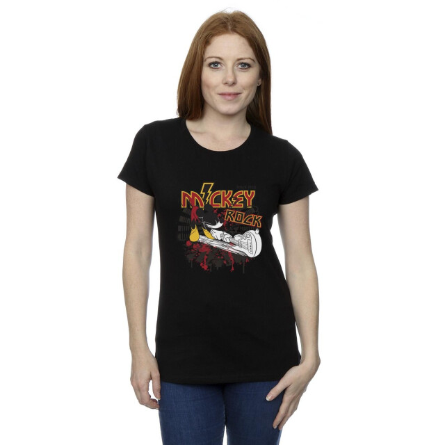 Li-cense Disney dames mickey mouse smash guitar rock katoenen t-shirt UTBI33830_black large