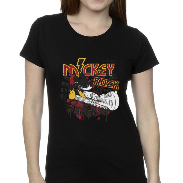 Li-cense Disney dames mickey mouse smash guitar rock katoenen t-shirt UTBI33830_black large