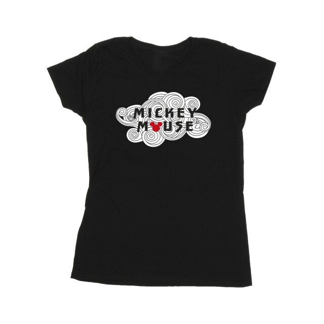 Li-cense Disney dames mickey mouse swirl logo katoenen t-shirt UTBI33848_black large