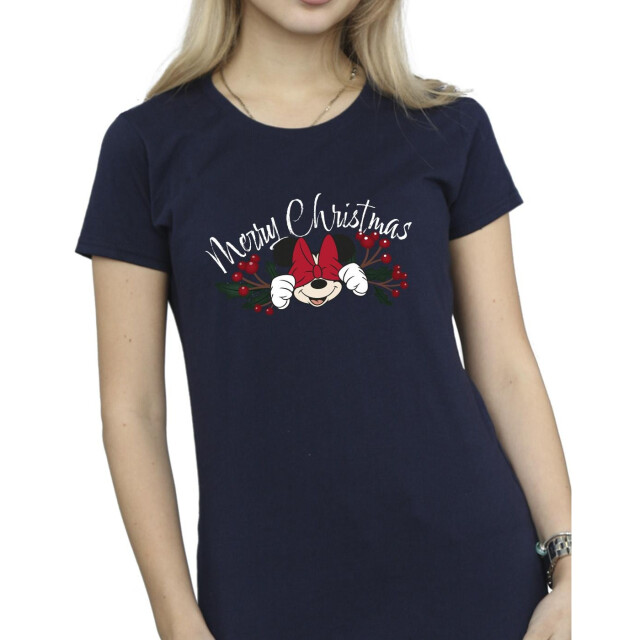 Li-cense Disney dames minnie mouse kerstmis holly katoenen t-shirt UTBI33891_navyblue large