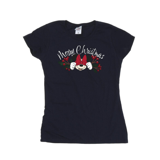 Li-cense Disney dames minnie mouse kerstmis holly katoenen t-shirt UTBI33891_navyblue large