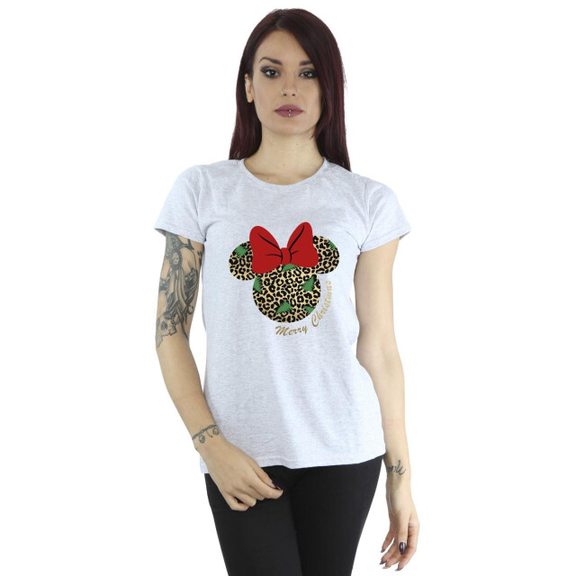 Li-cense Disney dames minnie mouse luipaard kerst katoenen t-shirt UTBI33893_sportsgrey large