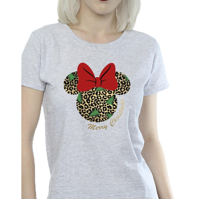 Li-cense Disney dames minnie mouse luipaard kerst katoenen t-shirt UTBI33893_sportsgrey large
