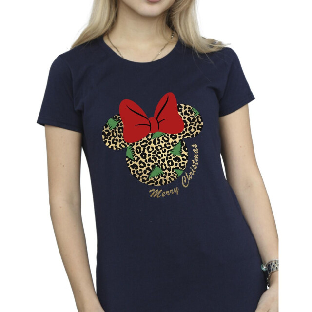 Li-cense Disney dames minnie mouse luipaard kerst katoenen t-shirt UTBI33893_navyblue large