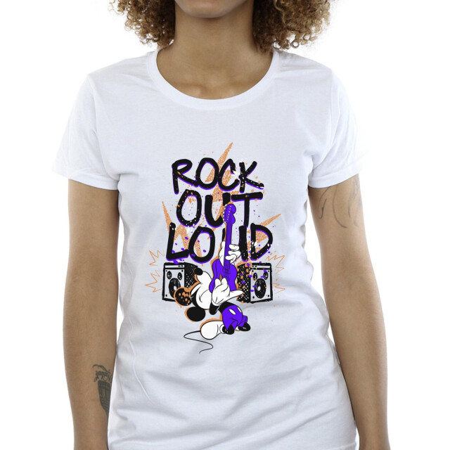 Li-cense Disney dames mickey mouse rock out loud katoenen t-shirt UTBI33809_white large