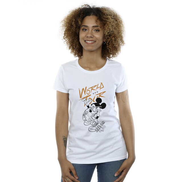Li-cense Disney dames mickey mouse world tour line katoenen t-shirt UTBI33829_white large