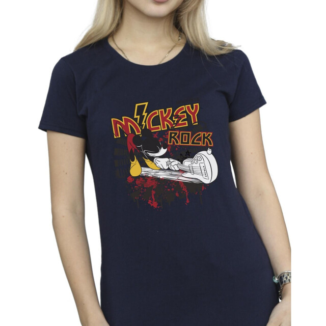 Li-cense Disney dames mickey mouse smash guitar rock katoenen t-shirt UTBI33830_navyblue large