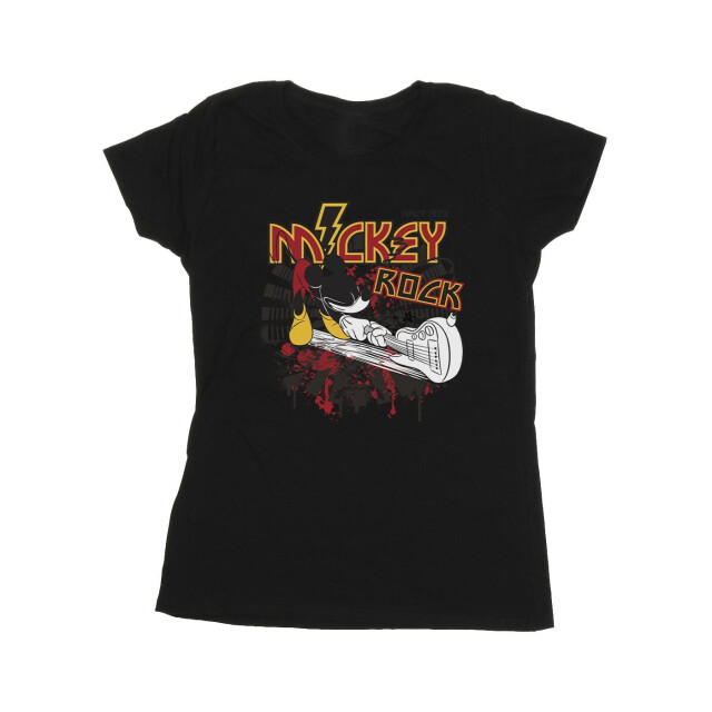 Li-cense Disney dames mickey mouse smash guitar rock katoenen t-shirt UTBI33830_black large