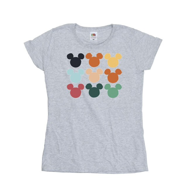 Li-cense Disney dames mickey mouse hoofden vierkant katoenen t-shirt UTBI33732_sportsgrey large
