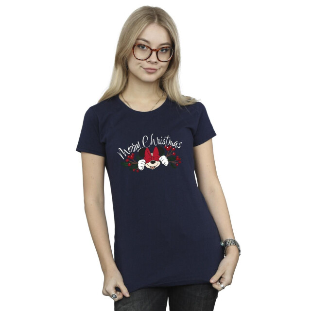 Li-cense Disney dames minnie mouse kerstmis holly katoenen t-shirt UTBI33891_navyblue large